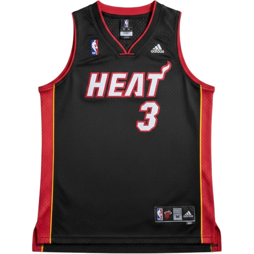 Adidas NBA Miami Heat Dwyane Wade 3 Jersey Black Youth Medium 10-12 Length +2